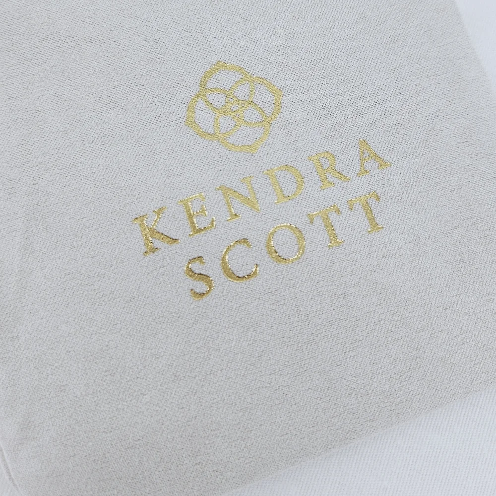 Kendra Scott Gray Drawstring Jewelry Pouches Set of 4 Gold Logo Dust Bags